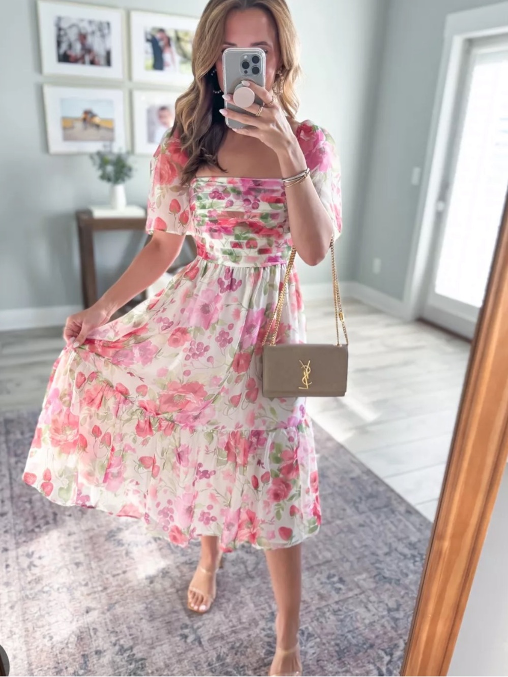Abercrombie & Fitch Floral & Strawberry Midi Dress 💐🍓